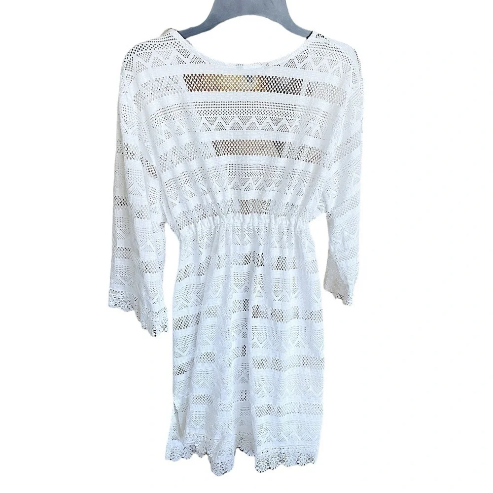 CLUB Z COLLECTION Crochet Beach Dress Coverup White Woman’s Plus Size 1X New